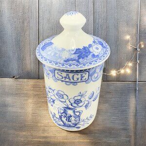 The Spode Blue Room Collection Porcelain Small Spice Jar Canister Container Sage